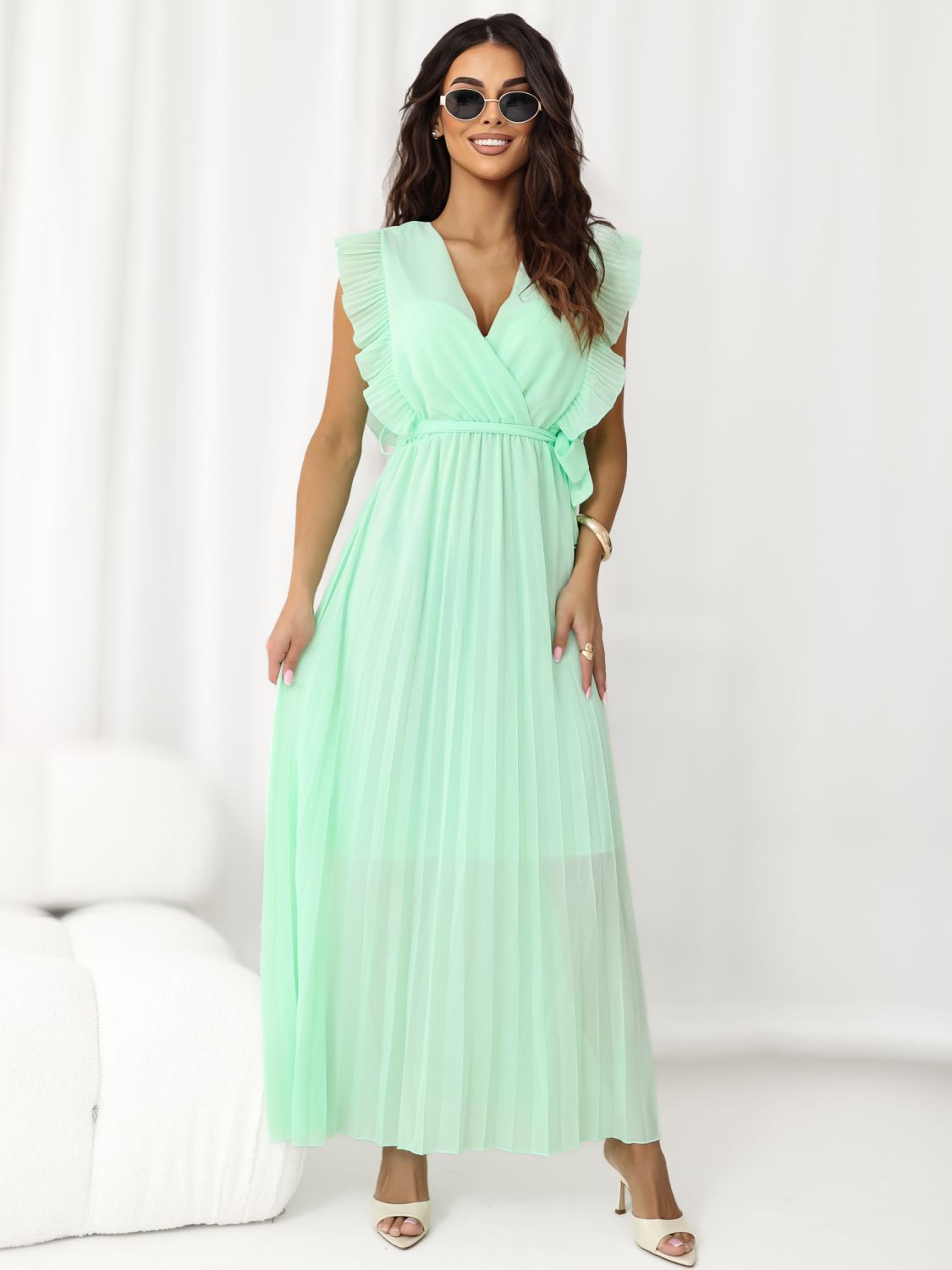 Ausgestelltes Midi-Kleid in Mintgrün