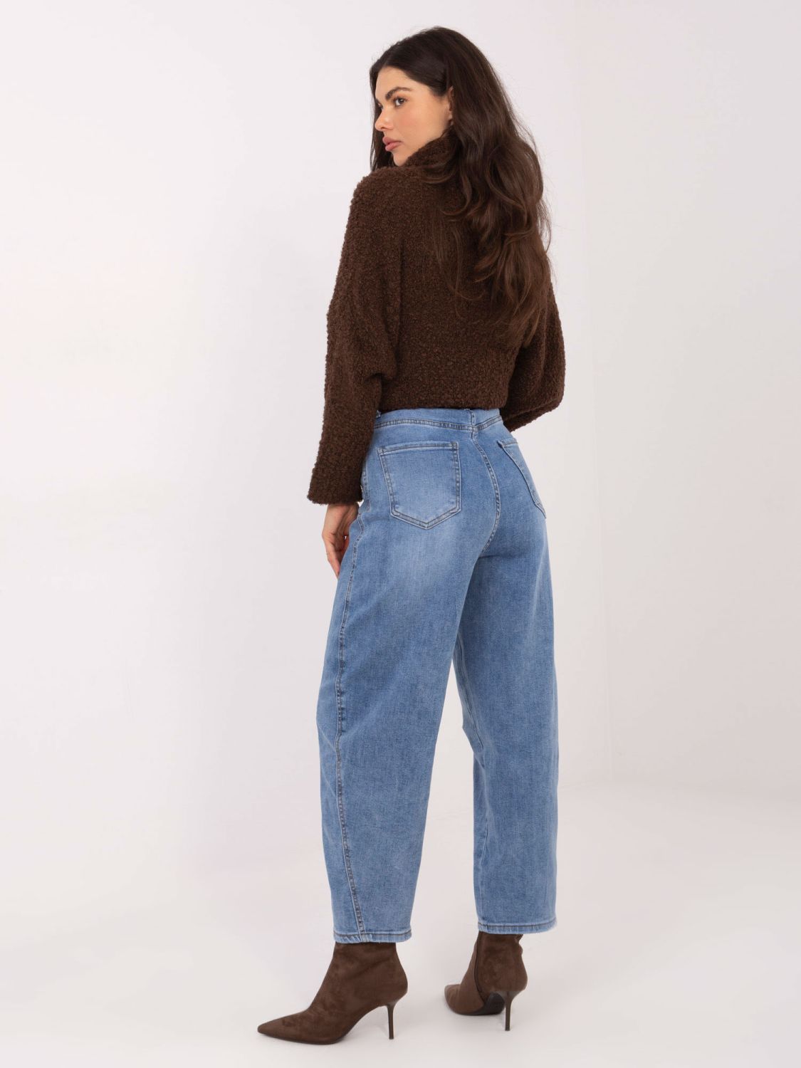 Damen-Balloonfit-Jeans mit hohem Bund, blau