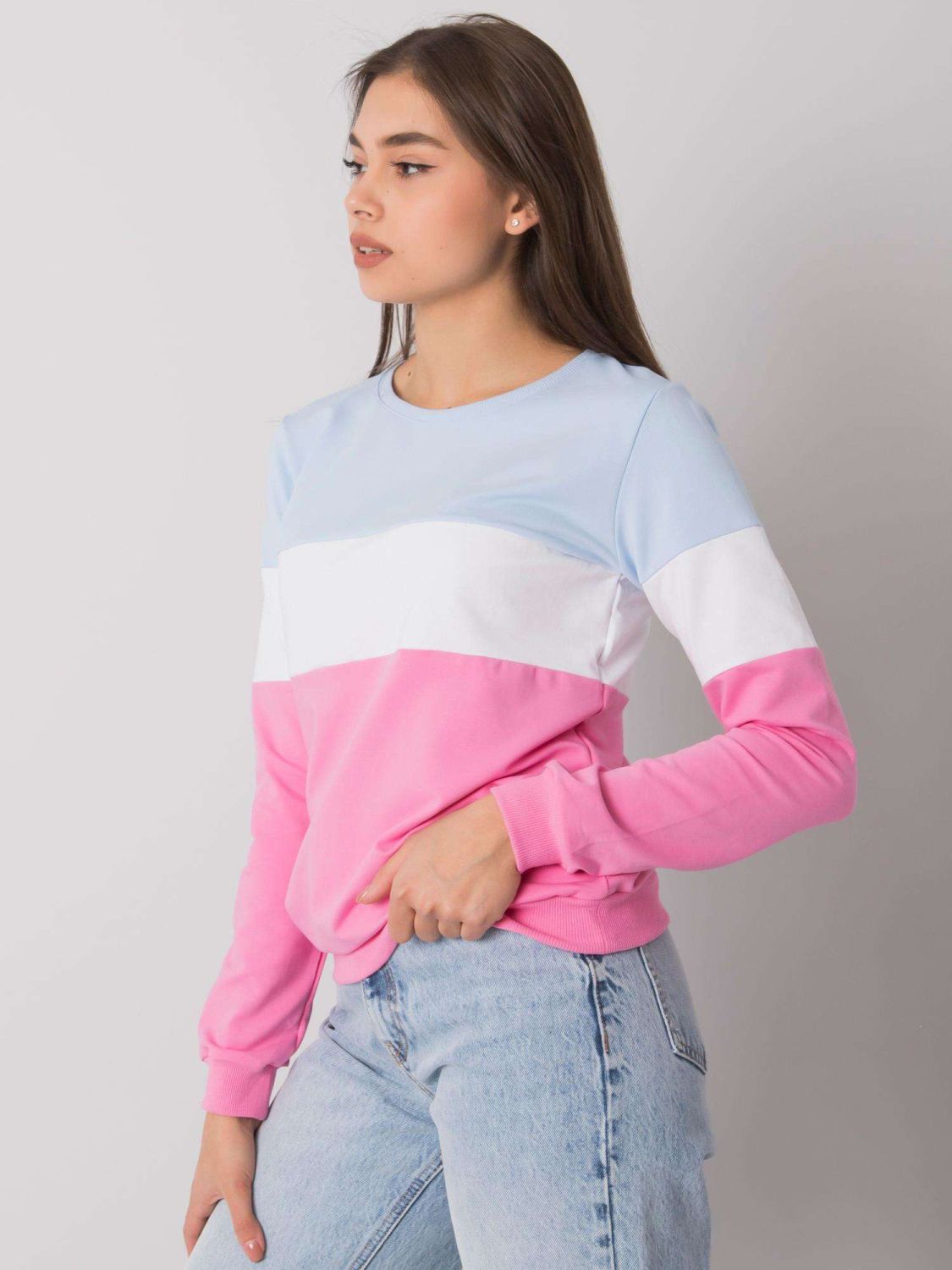 Rosa-blaues Sweatshirt ohne Kapuze
