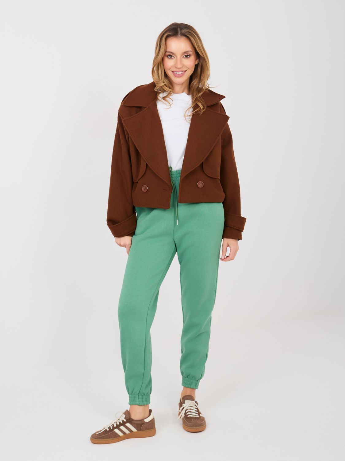 Pistaziengrüne Jogginghose mit hohem Bund