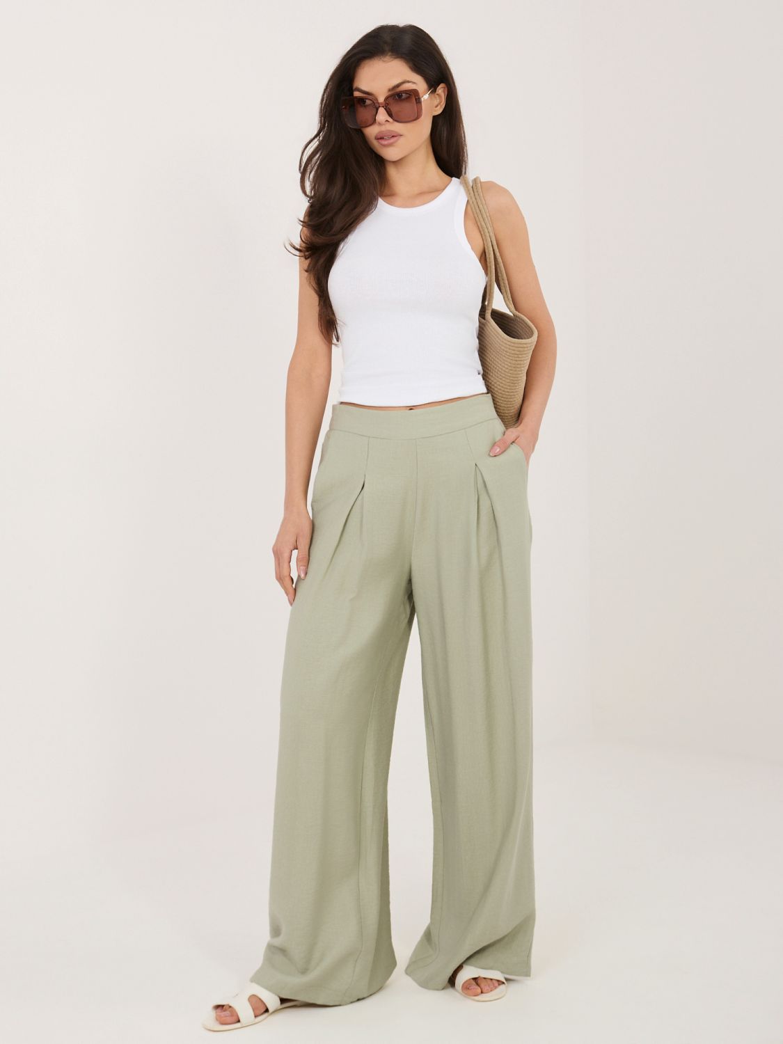 Palazzo-Hose aus Viskose in Pistaziengrün