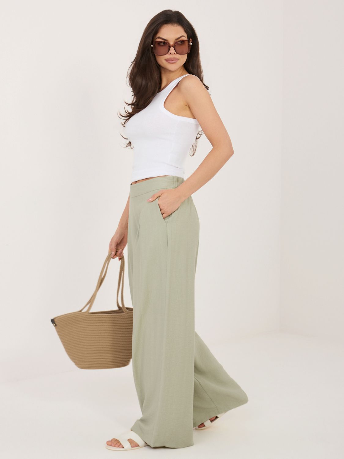 Palazzo-Hose aus Viskose in Pistaziengrün