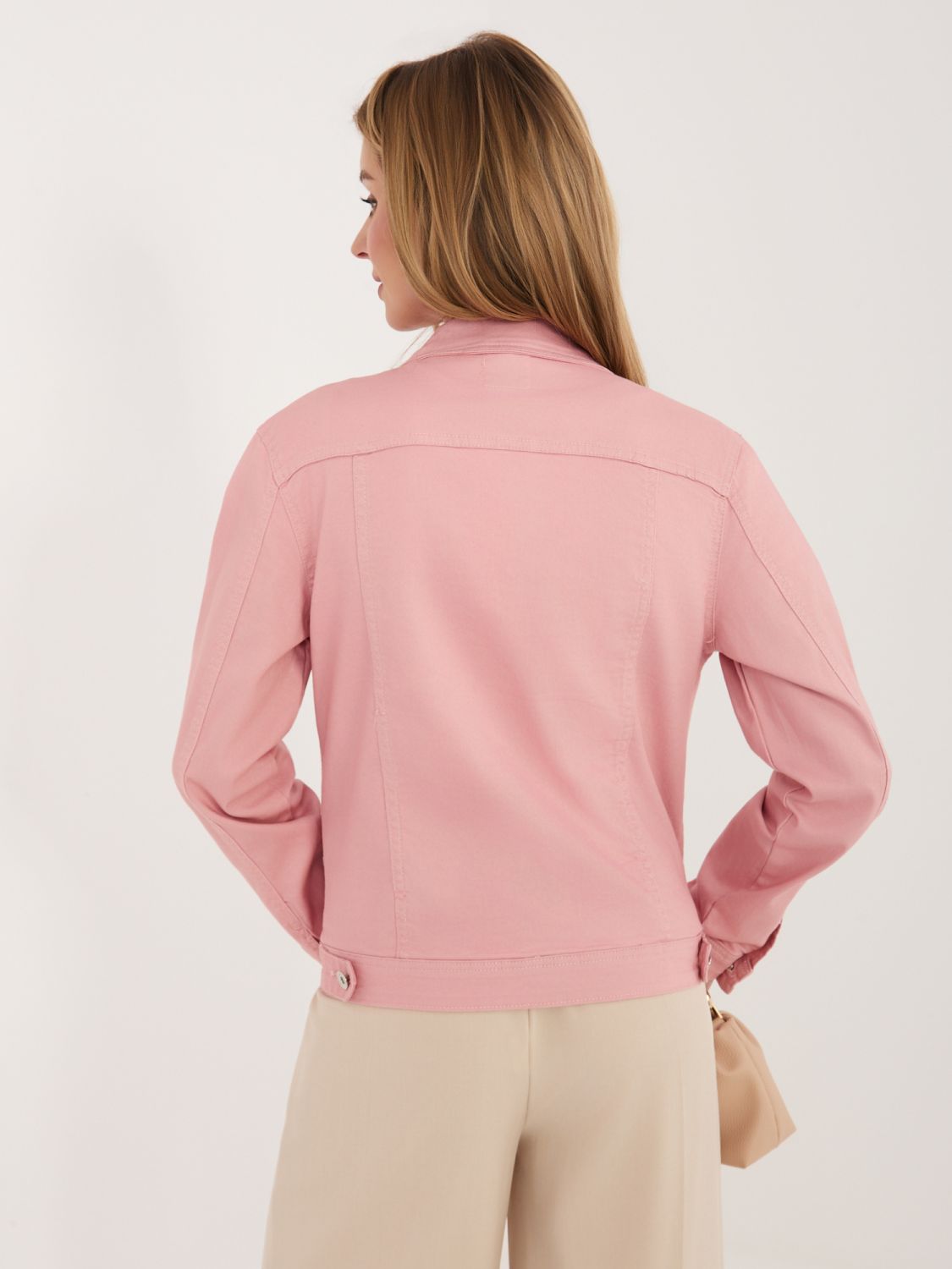 Rosa Jeansjacke mit Kragen