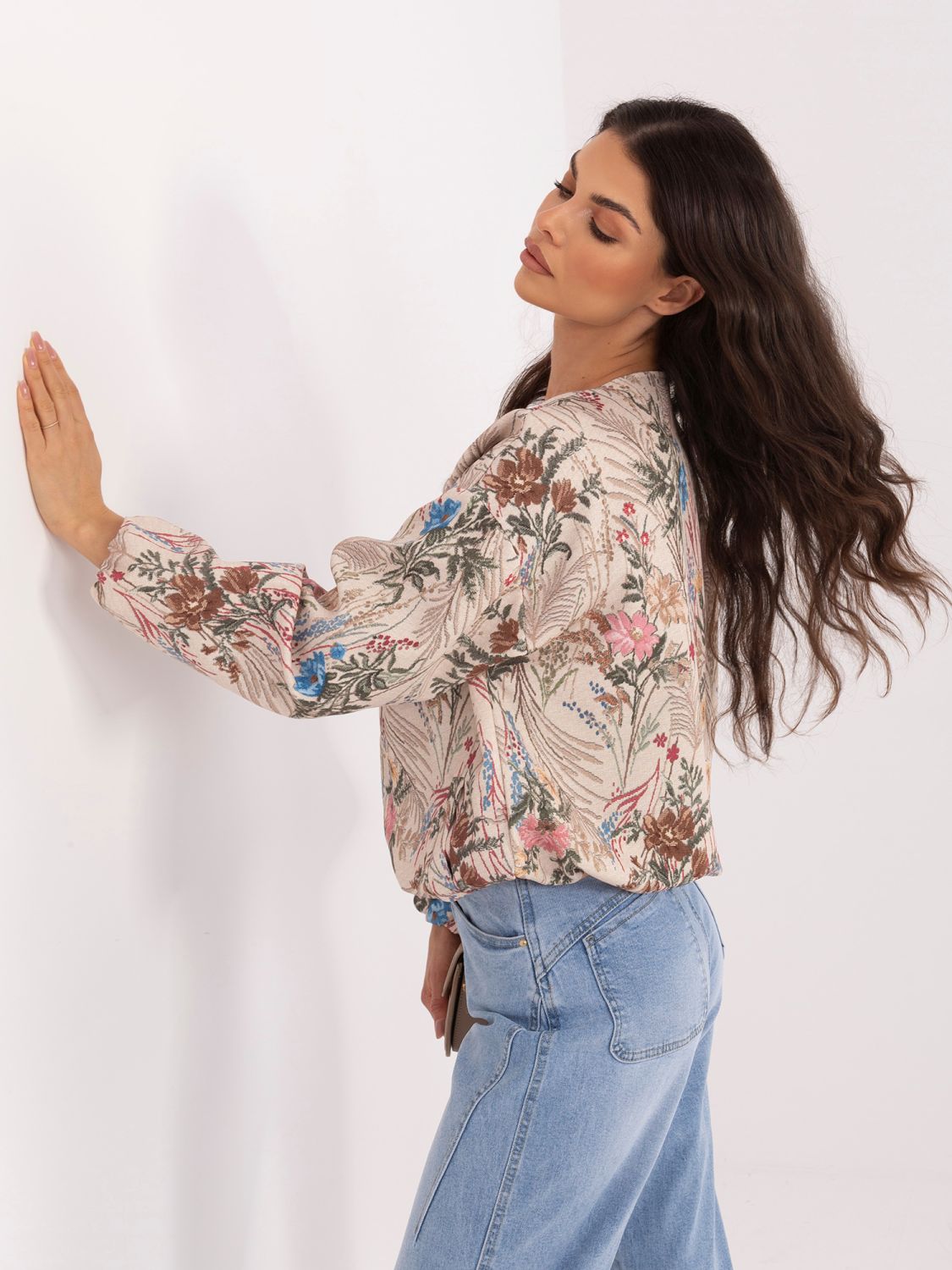 Grüne geblümte Bomberjacke mit Futter