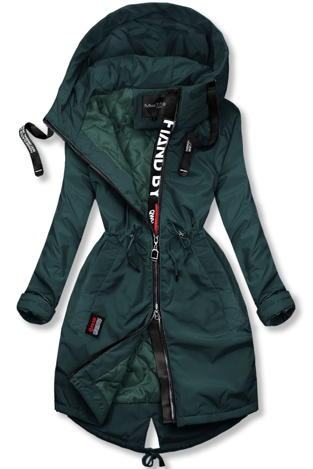 Leicht Mantel mit Kapuze Smaragdgrün