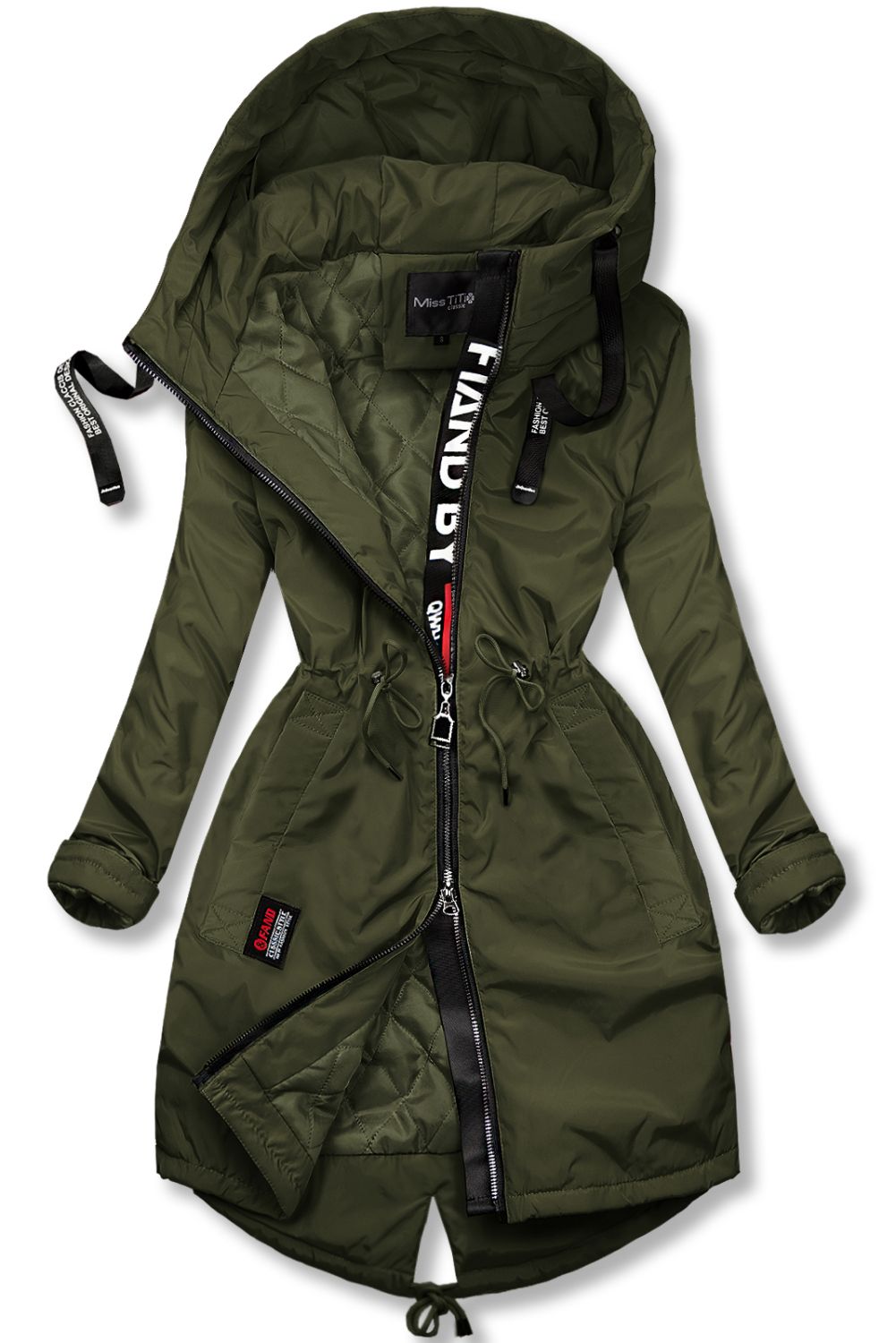 Leicht Mantel mit Kapuze Khaki