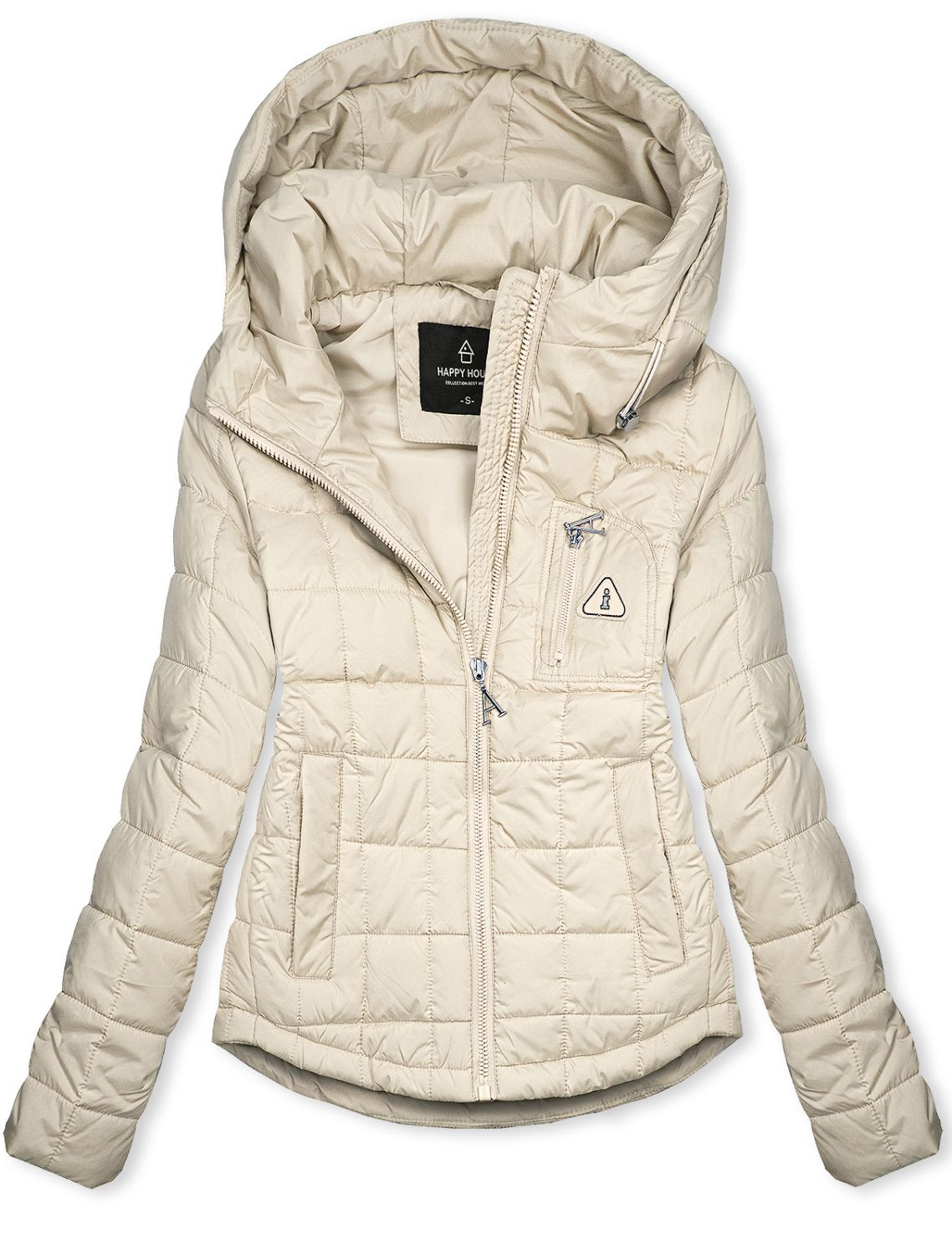 Gesteppte Frühlingsjacke mit Kapuze Cremegelb