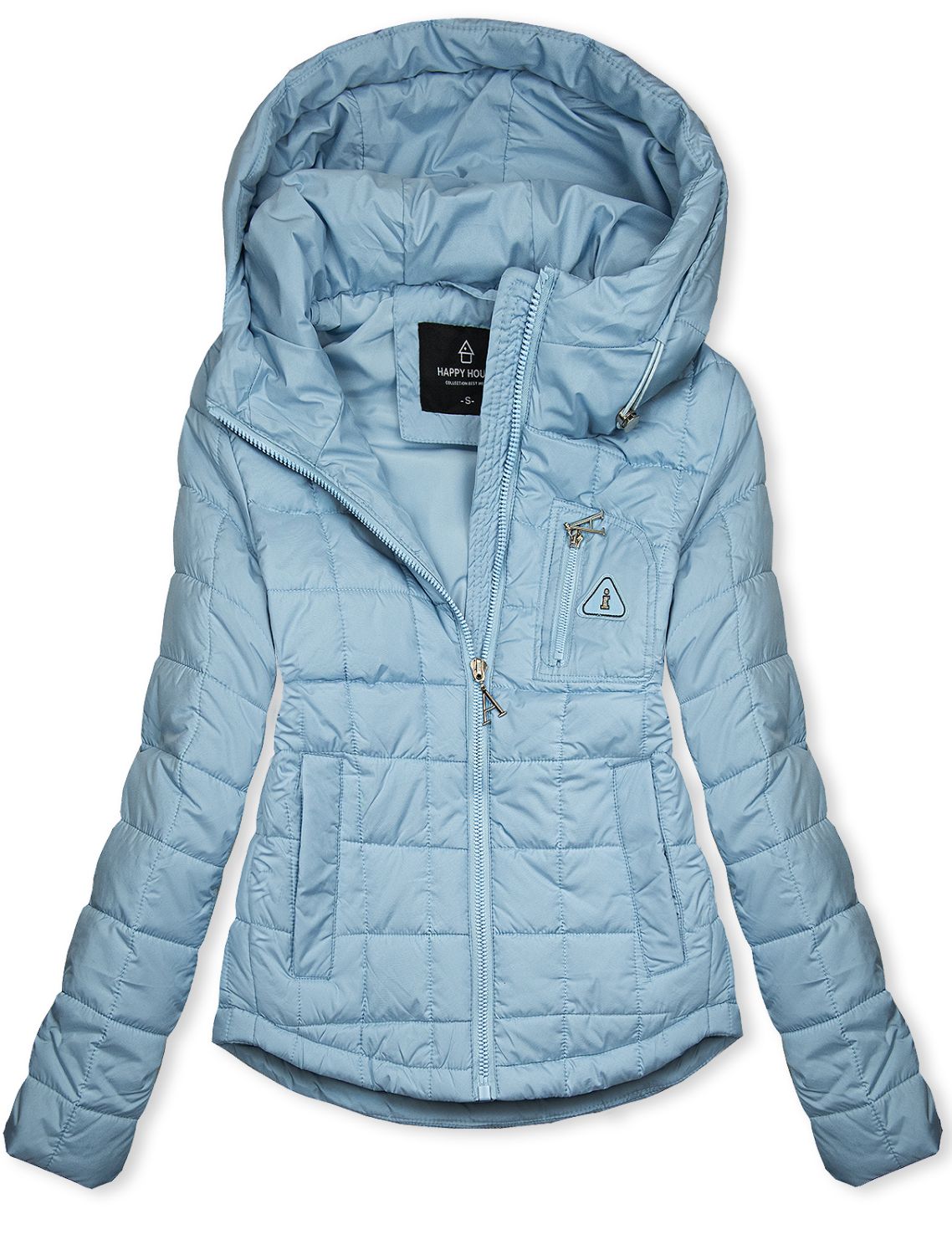 Gesteppte Frühlingsjacke mit Kapuze Blau