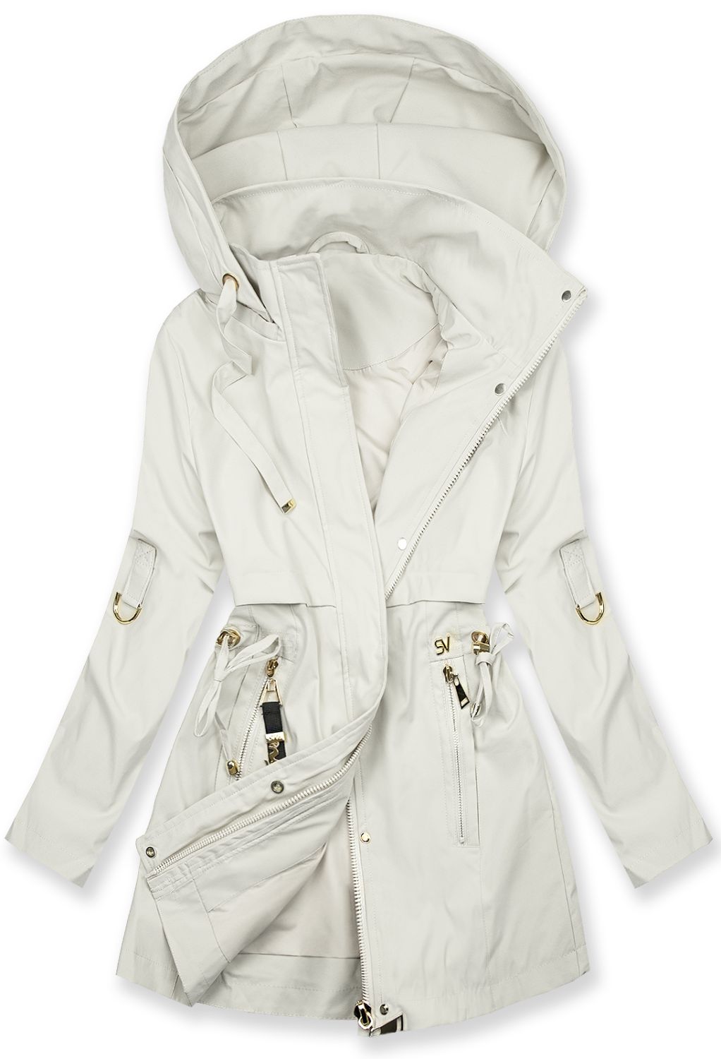 Damen-Parka mit Golddetails Weiß