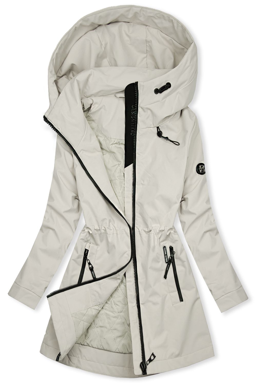 Damen Übergangsparka mit Kapuze – Ecru