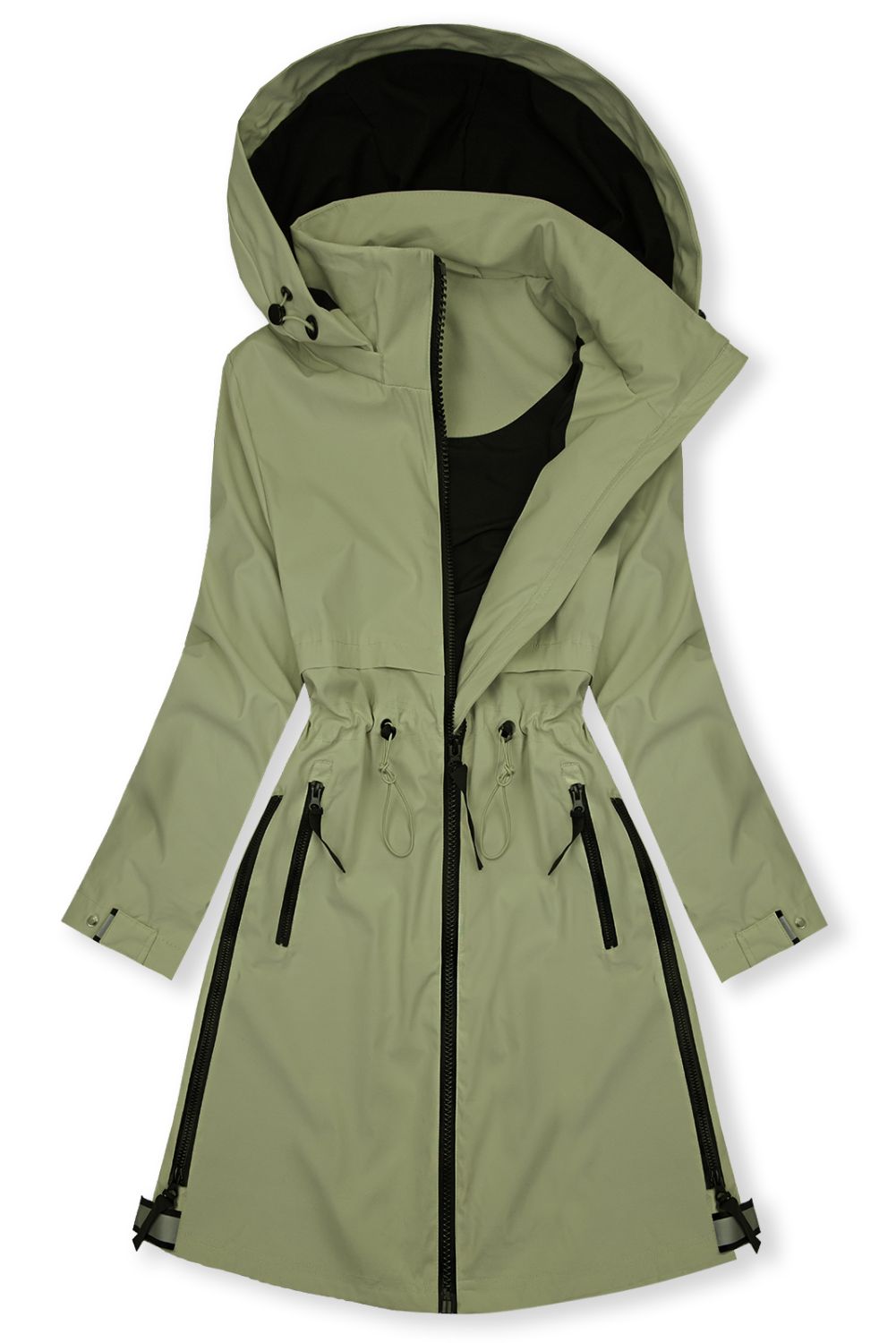Übergangsparka für Damen mit abnehmbarer Kapuze Olivgrün