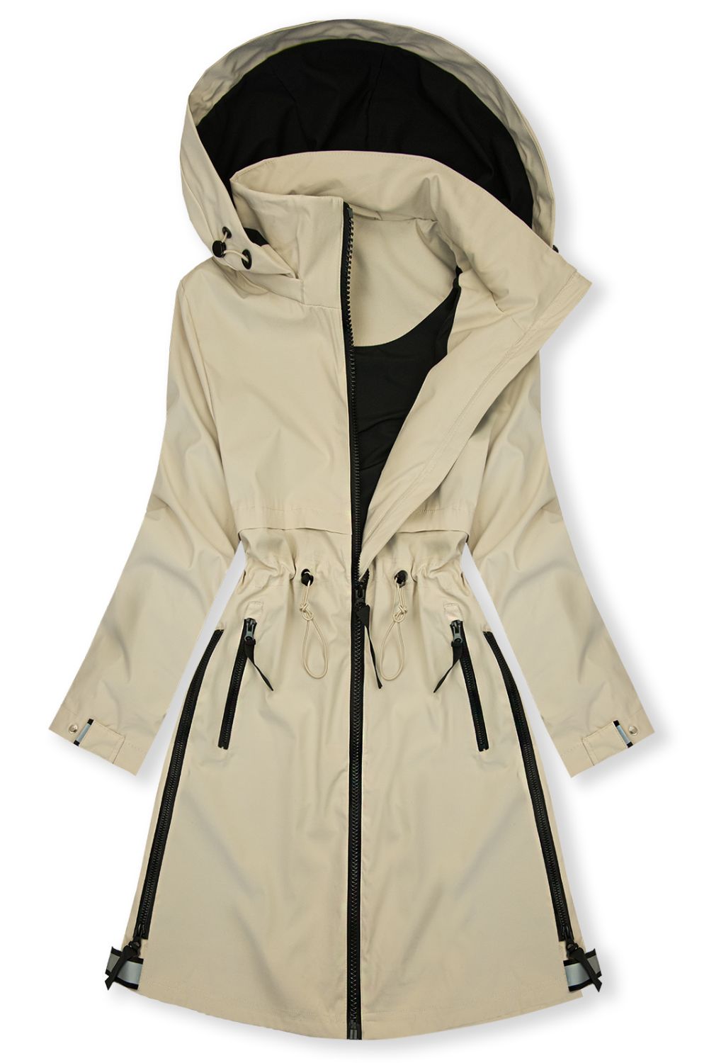 Übergangsparka für Damen mit abnehmbarer Kapuze Beige