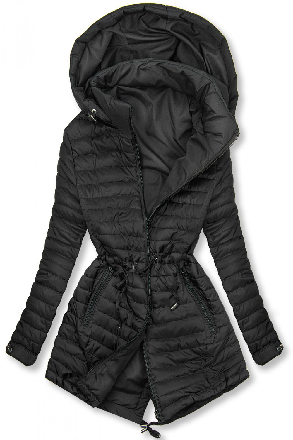 Beidseitig tragbare Frühlings-Wendeparka schwarz