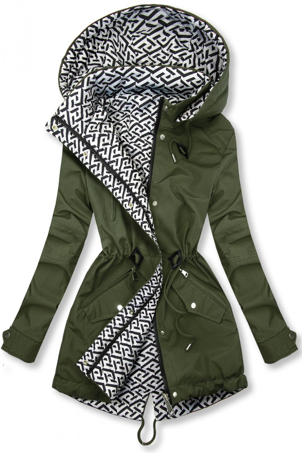 Beidseitig tragbare Frühlings-Wendeparka khaki