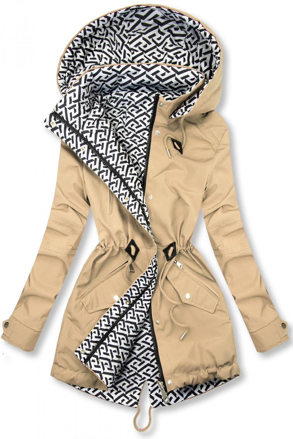 Beidseitig tragbare Frühlings-Wendeparka beige