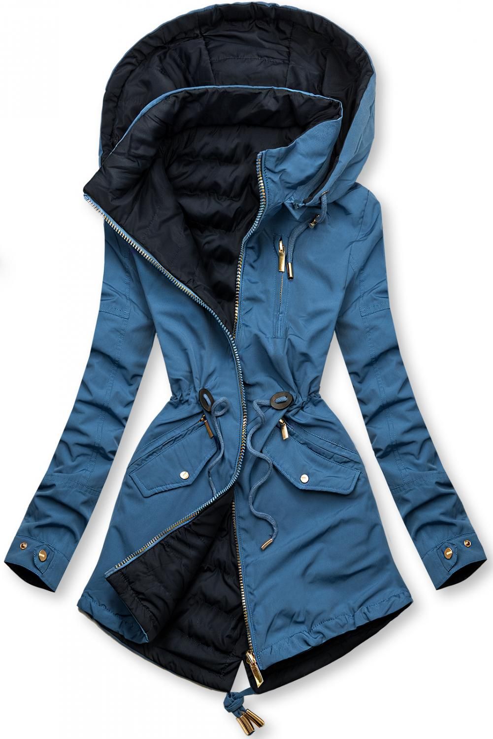 Wende-Parka mit Kapuze jeans/dunkelblau