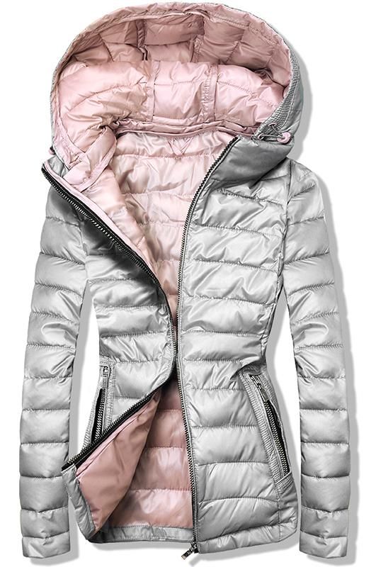 Steppjacke grau - rosa