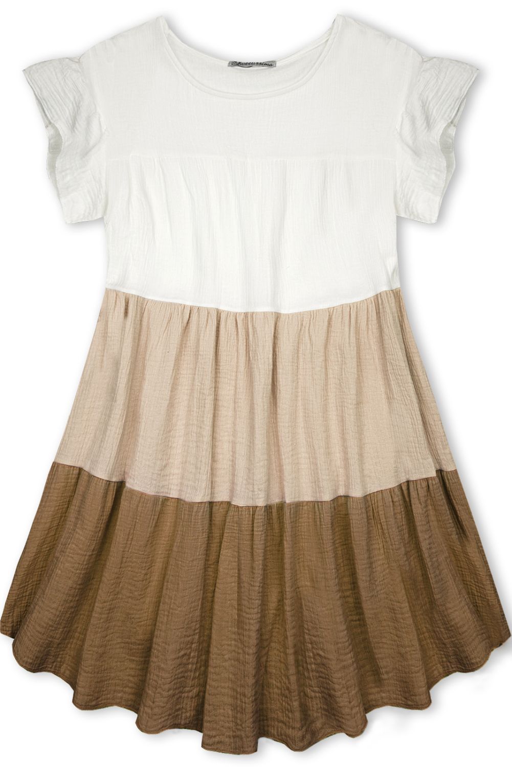 Kleid mit Color-Blocking-Optik cappuccino/braun