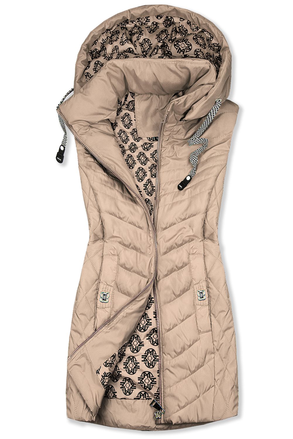 Weste mit Kapuze Beige