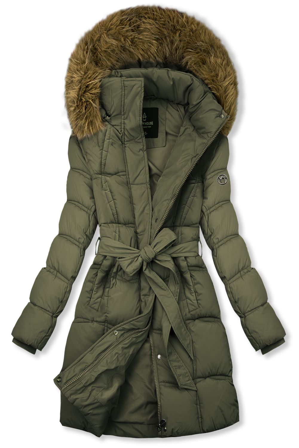 Winterjacke mit Gürtel Khaki