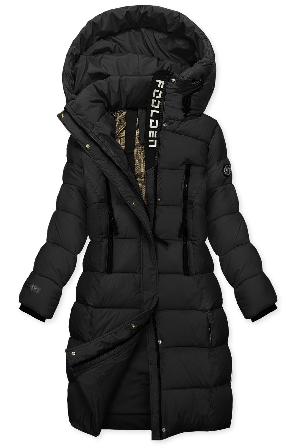 Damen Winterjacke mit Kapuze, Schwarz