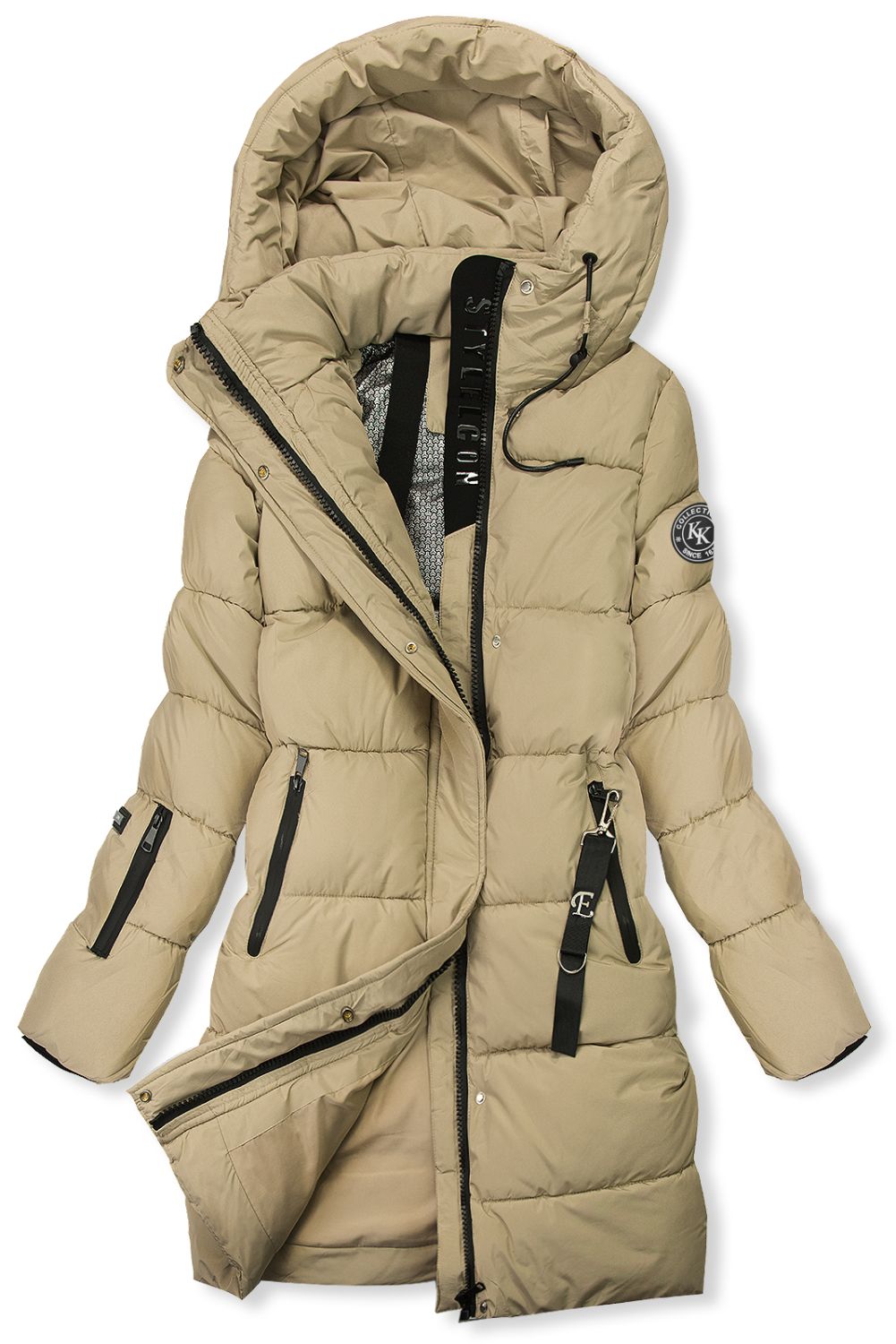 Damen-Winterjacke mit Kapuze, Beige