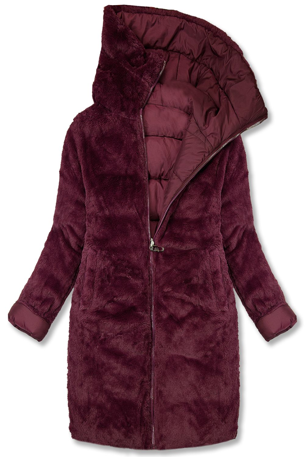 Damen Winterjacke zum Wenden Weinrot