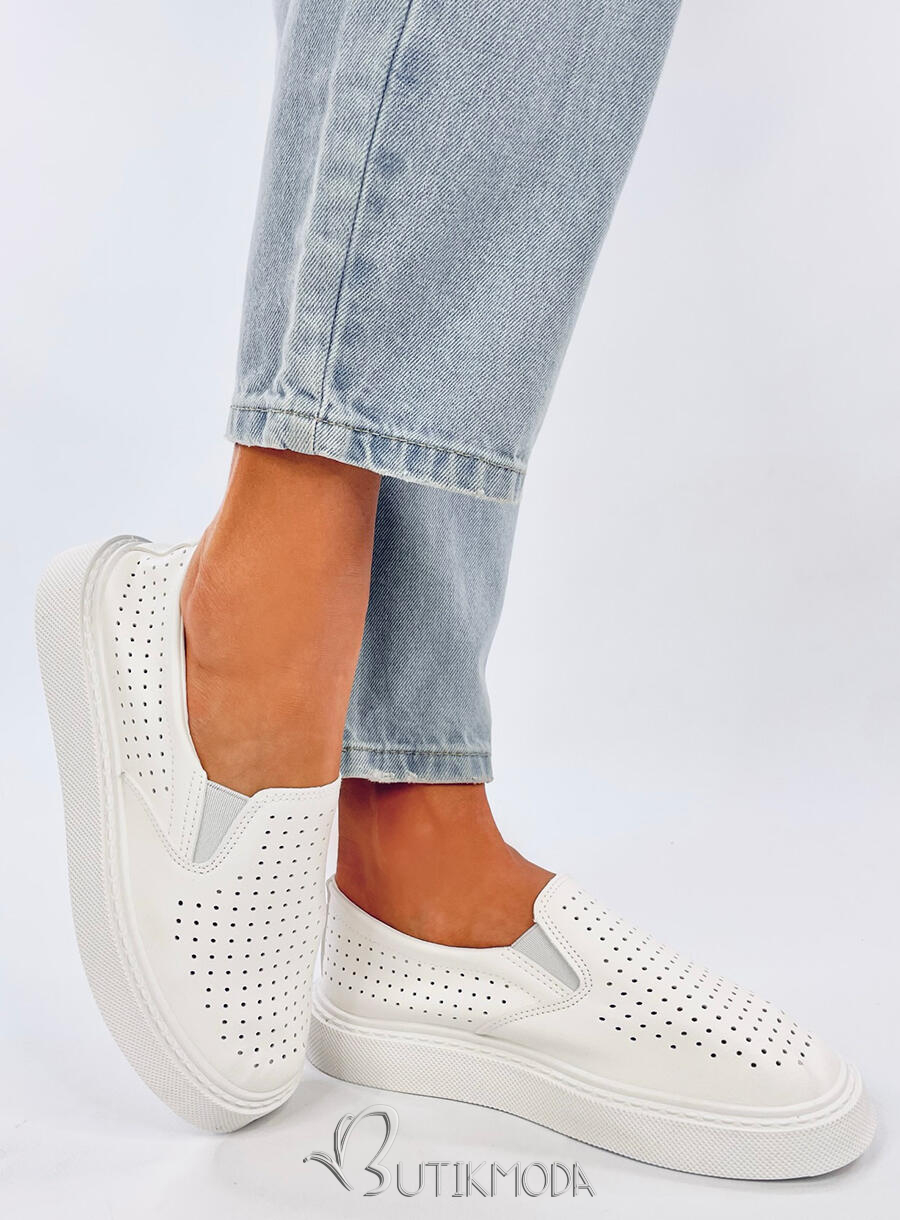 Perforierte Slip-On-Sneaker Weiß