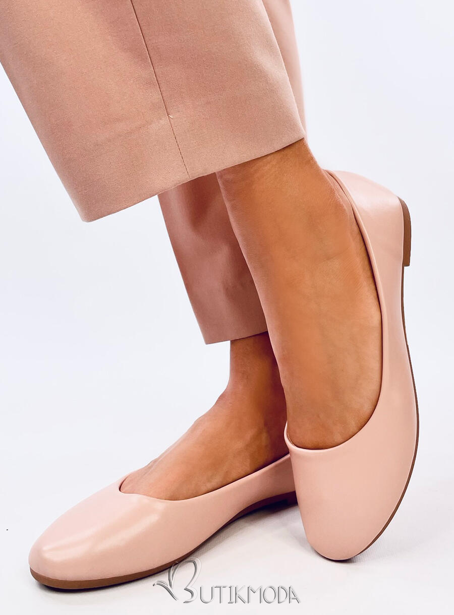 Ballerinas aus Leder Rosebeige