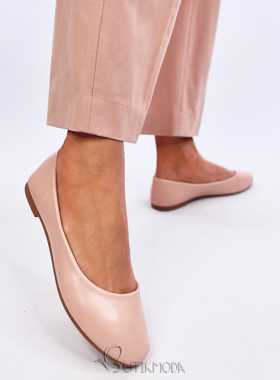 Ballerinas aus Leder Rosebeige