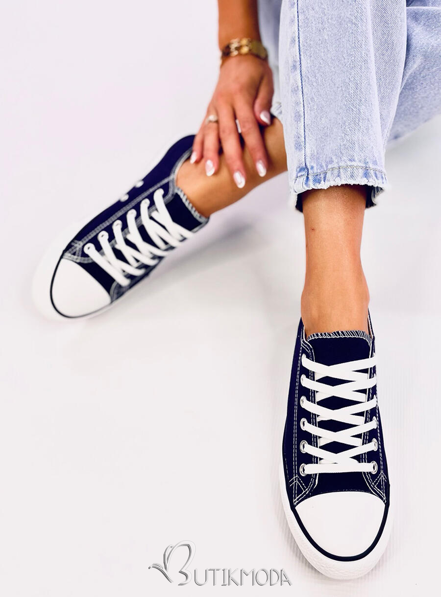 Klassische niedrige Canvas-Sneaker Navy