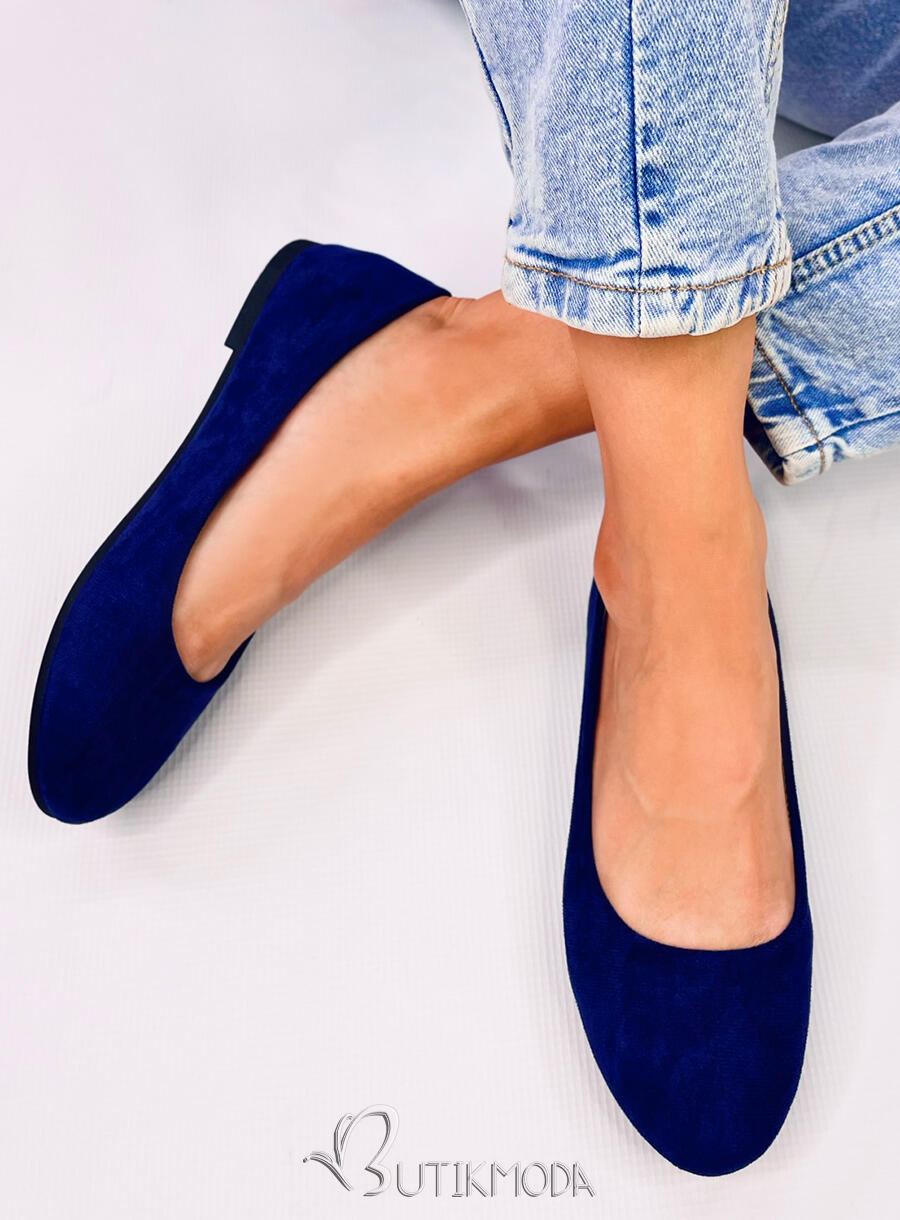 Ballerinas aus Wildleder mit runder Spitze Navy