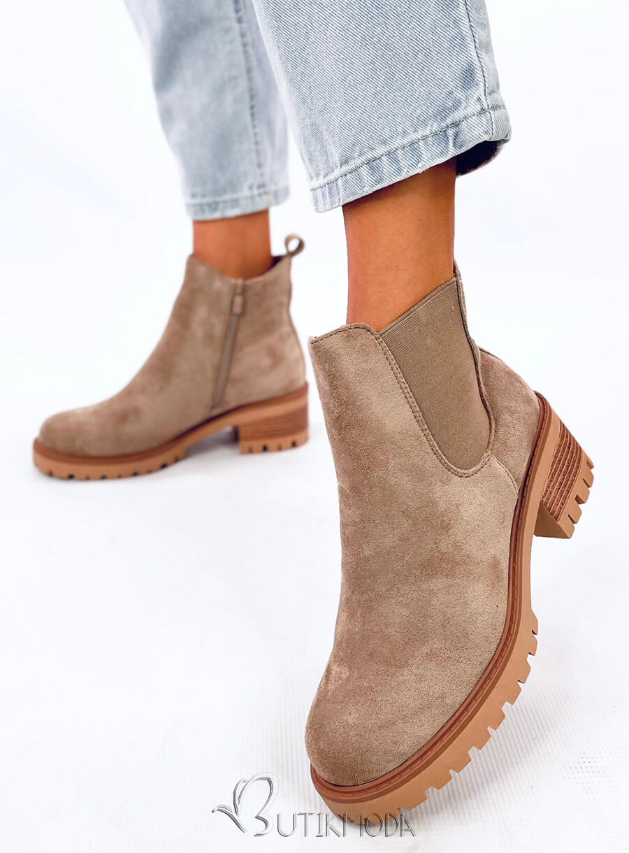 Chelsea Boots mit Absatz Beige