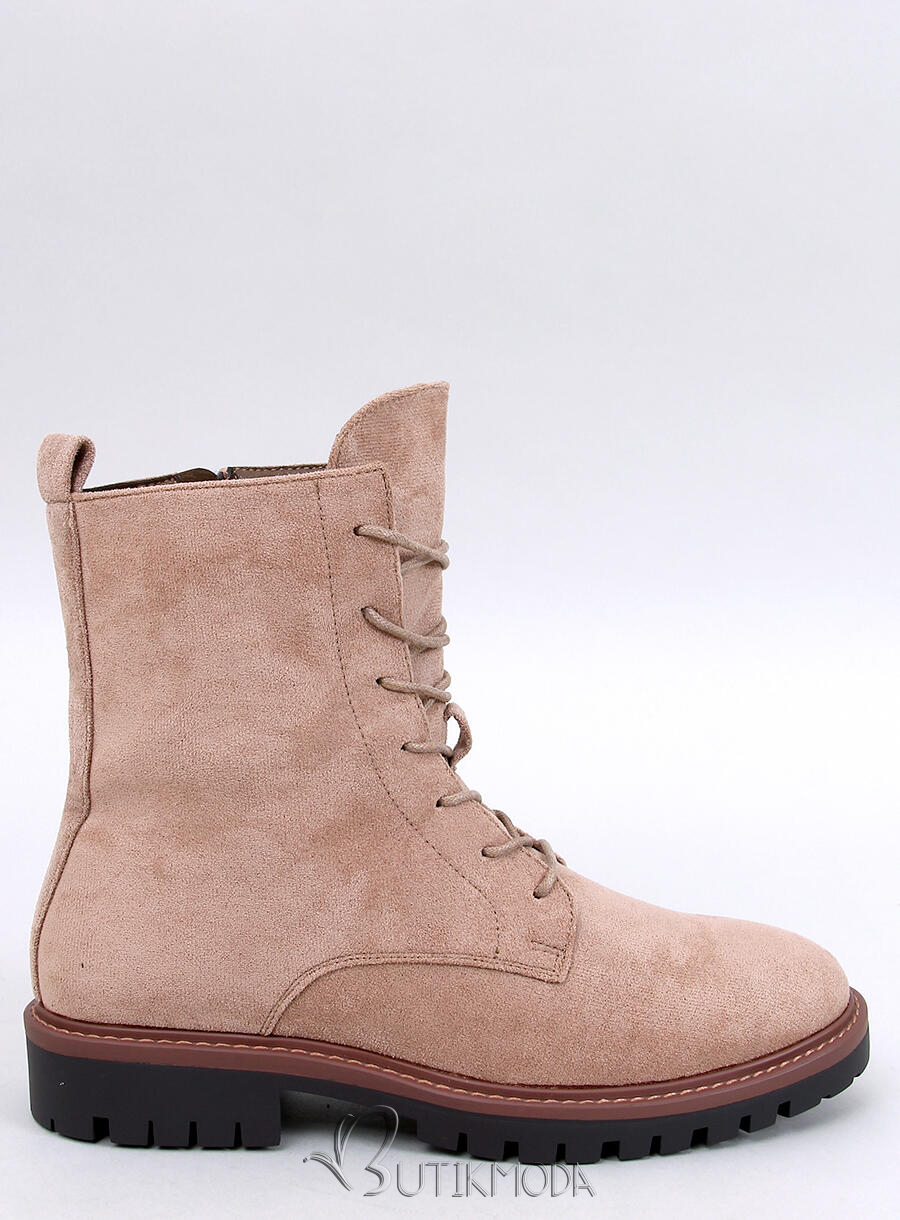 Warme Schnürstiefel in Beige