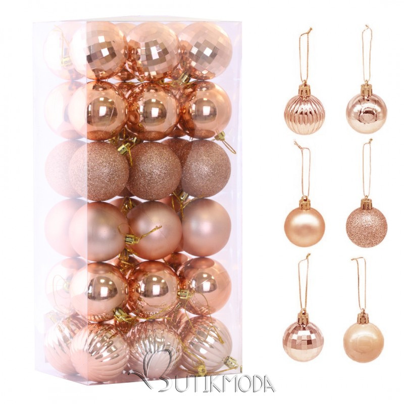 Set mit 36 Ornamenten, Rose Gold, Durchmesser 5.5 cm