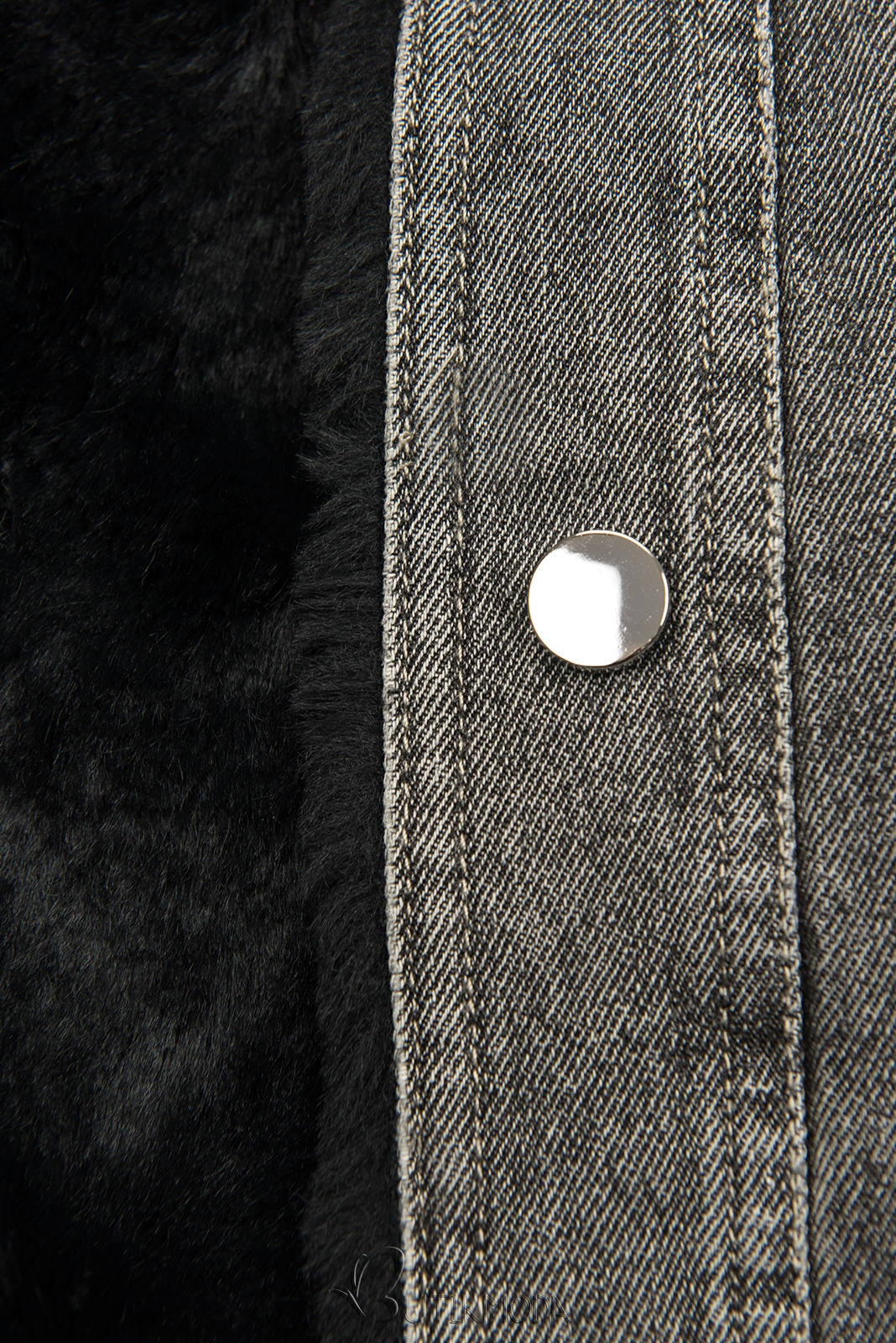 Jeansjacke mit kuscheligem Fellimitat grau/schwarz