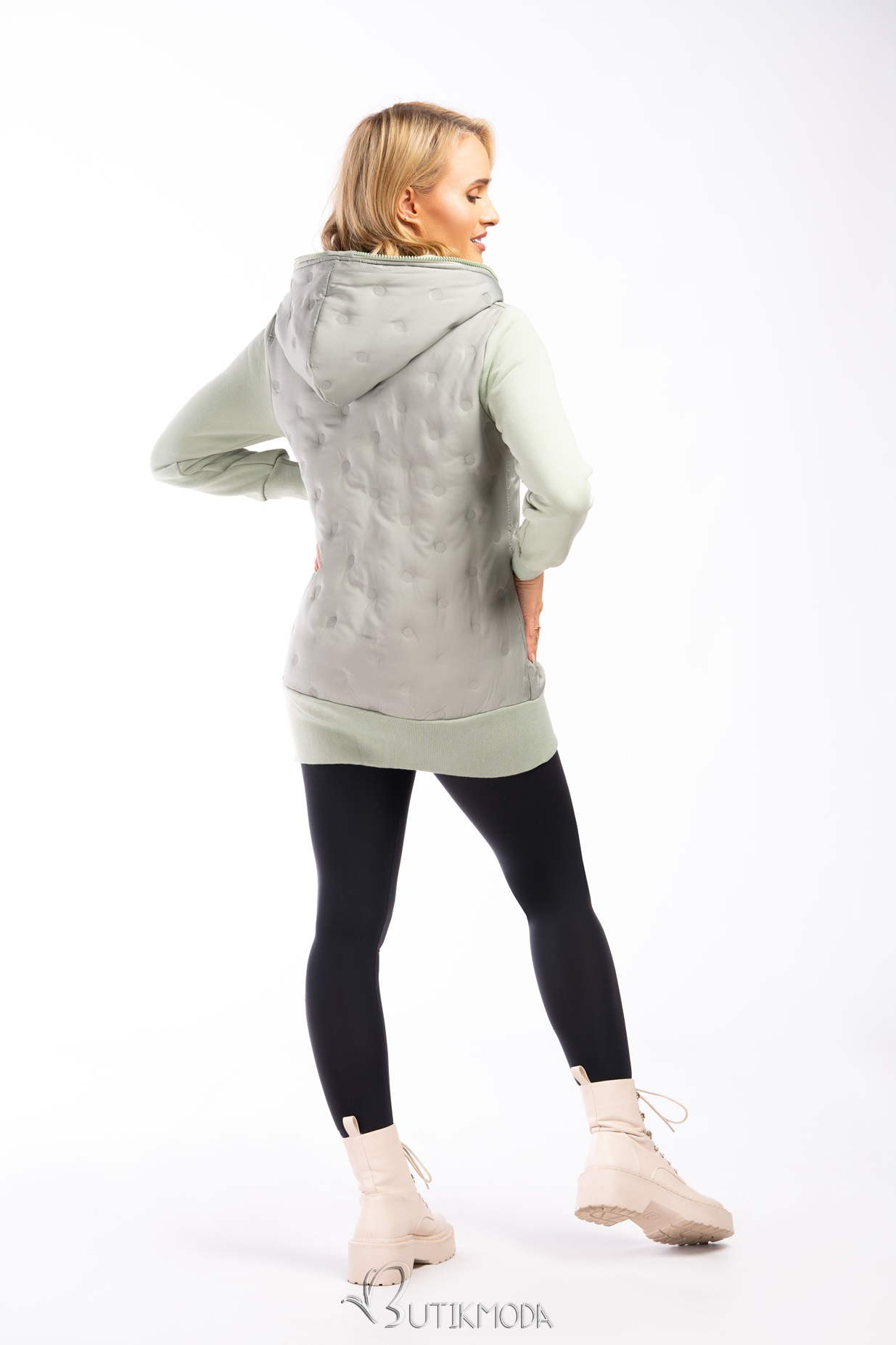 Sweatjacke mit gepunktetem Muster SPORTY Hellgrün