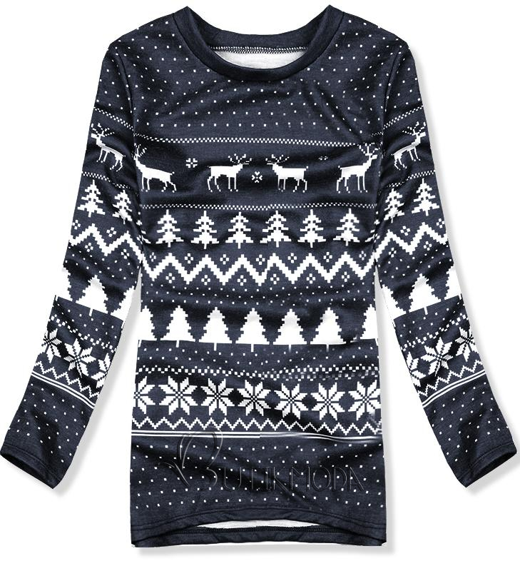 Sweatshirt mit Weihnachtsmuster dunkelblau
