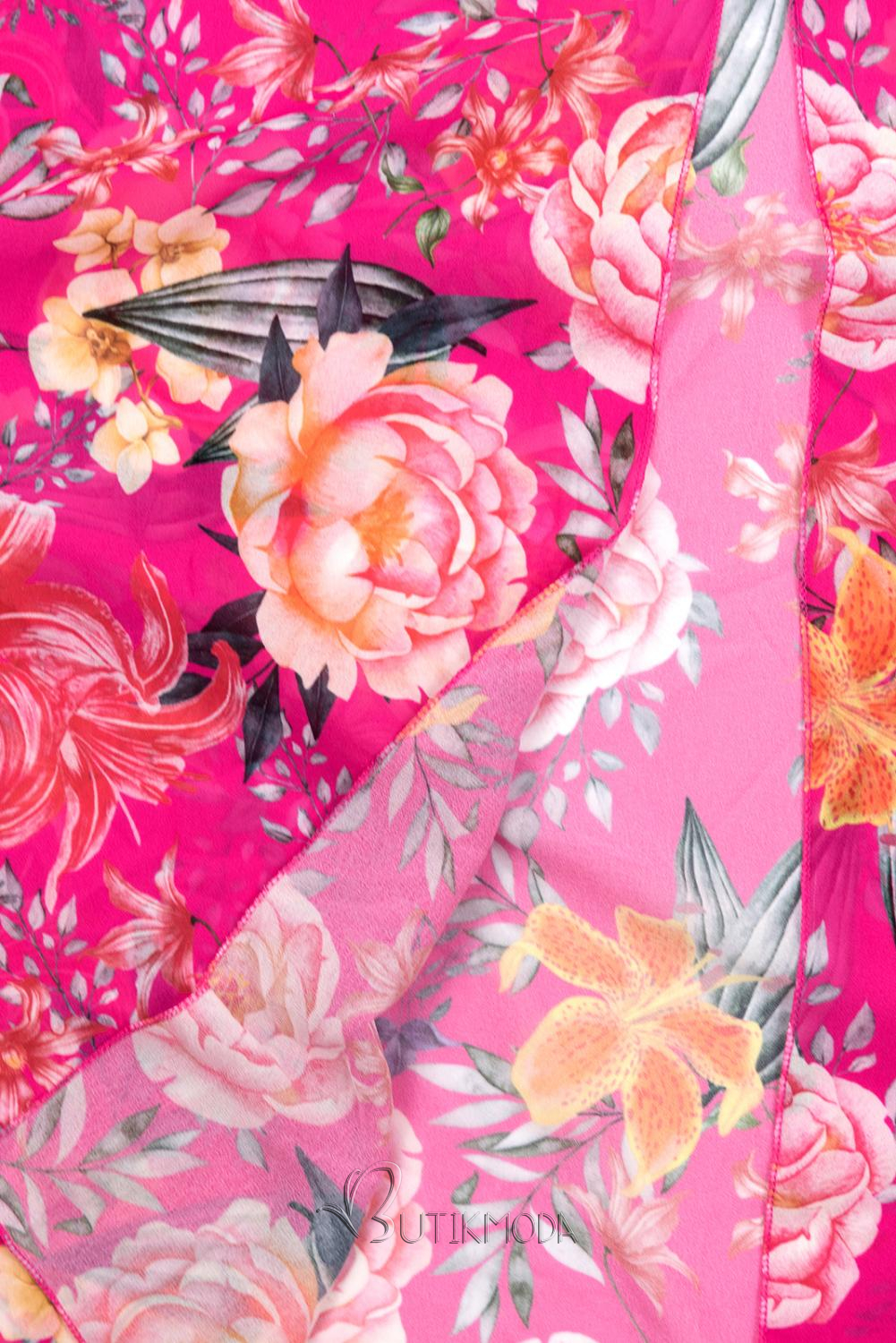 Langes Kleid mit Blumenprint pink