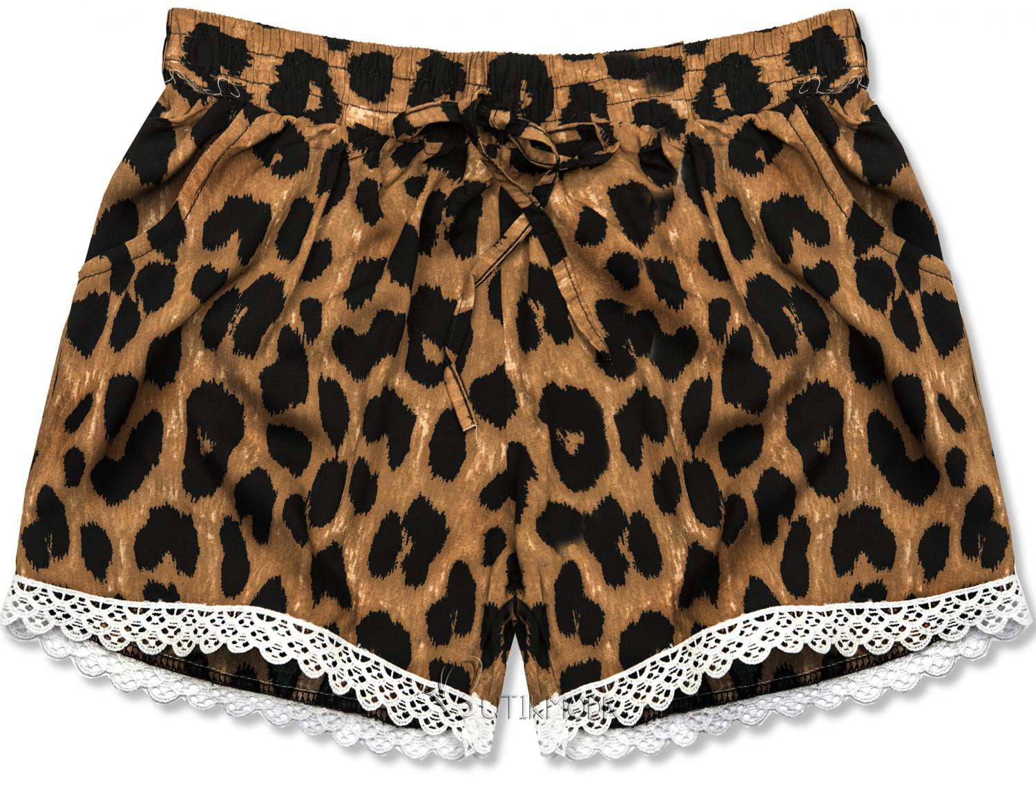 Shorts mit Animal-Print braun