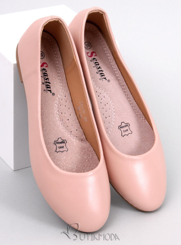 Ballerinas aus Leder Rosebeige