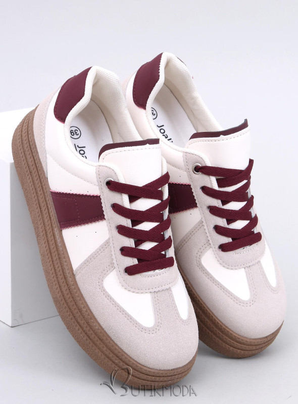 Damen-Sneakers aus Wildleder in Beige/Bordeaux