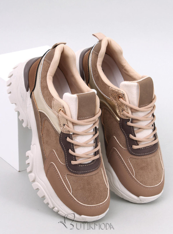 Sneakers mit metallischen Details Beige