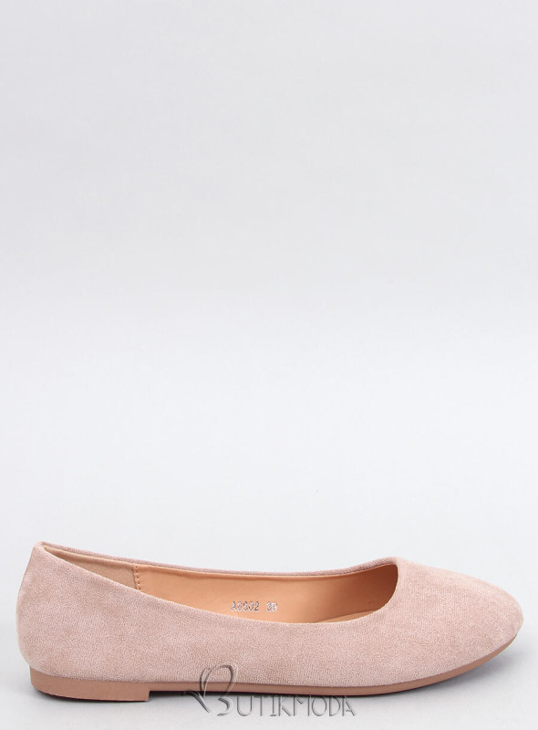 Ballerinas aus Wildleder mit runder Spitze Beige