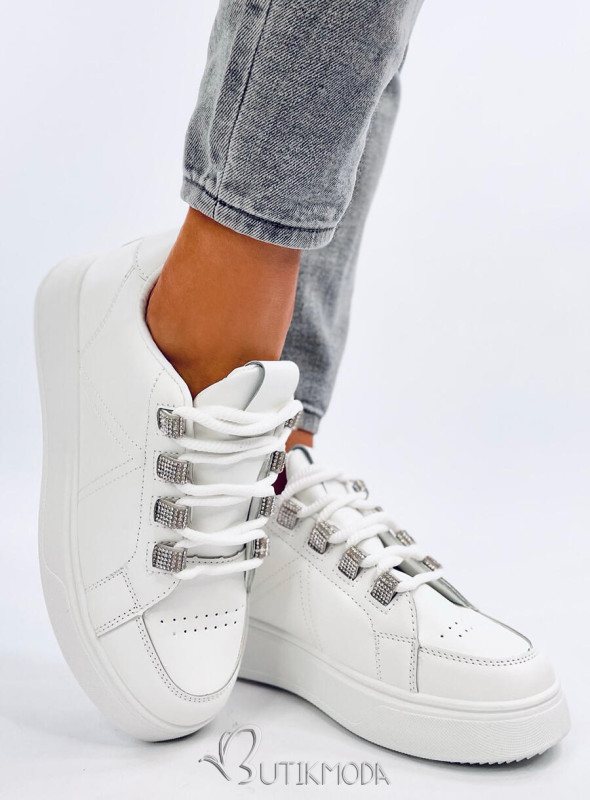 Damen-Sneaker mit Zirkonen Weiß