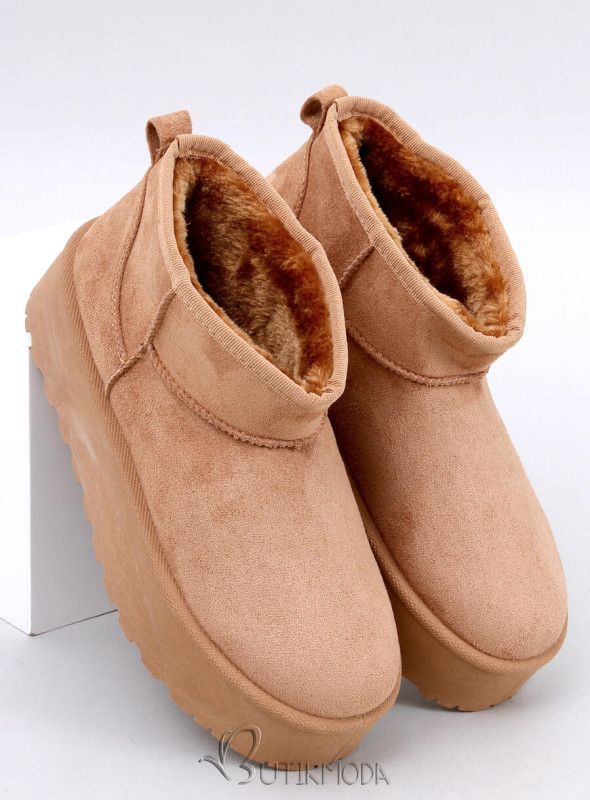 Damen-Schneestiefel aus Wildleder Camel Braun