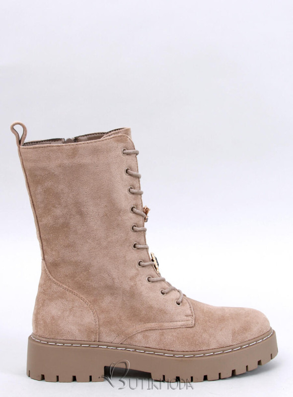 Beige Schnürstiefel BERLIN