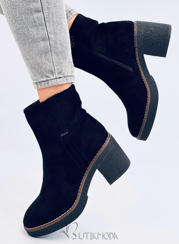 Damen Stiefeletten mit stabilem Absatz Schwarz