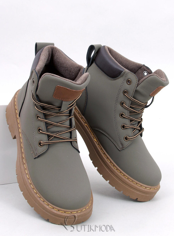 Schnürstiefelette für den Winter Khaki