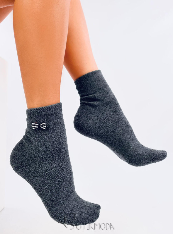 Warme Socken mit Schleife Anthrazit